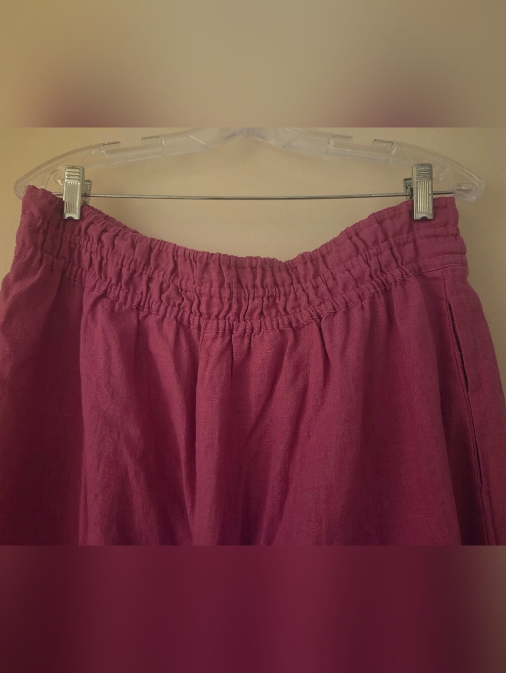 Anthropologie Somerset 100% Linen Pull-On Pants - Berry Rose NWOT - Picture 7 of 9